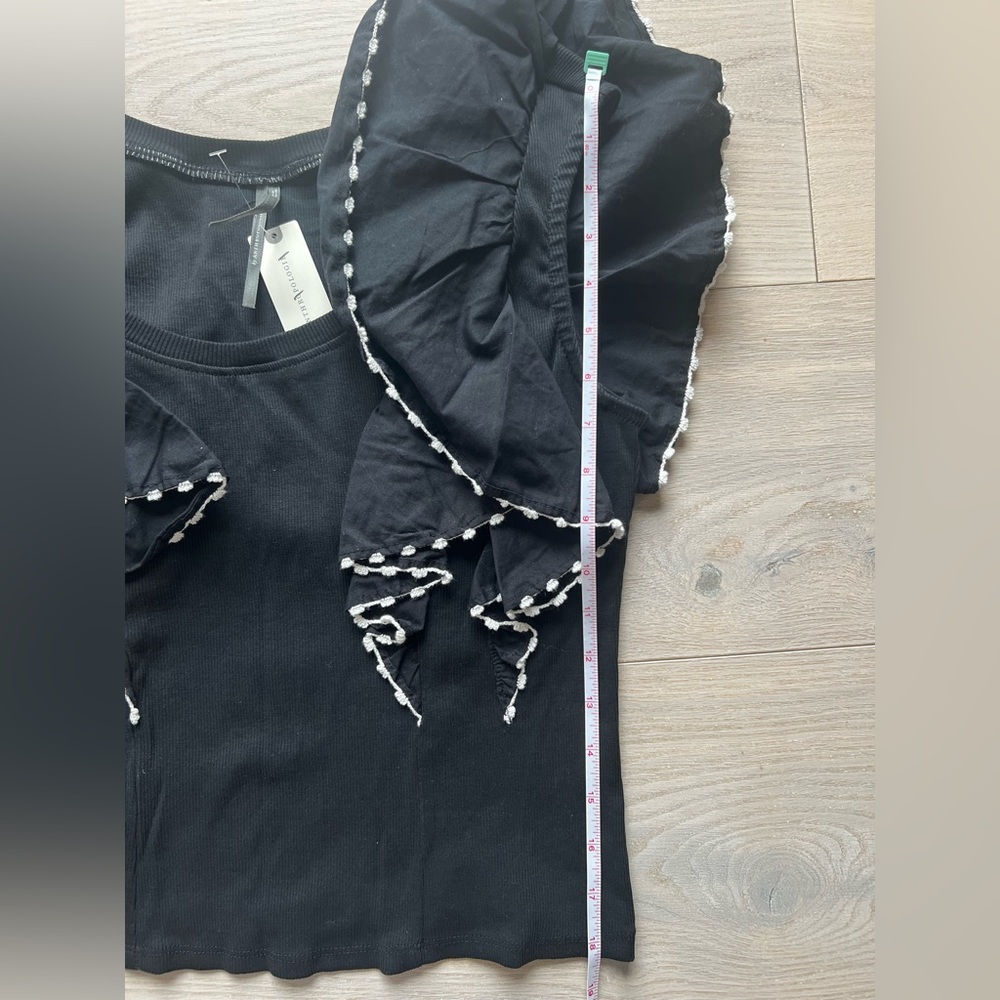 Anthropologie Black Ruffle Top - Picture 5 of 7